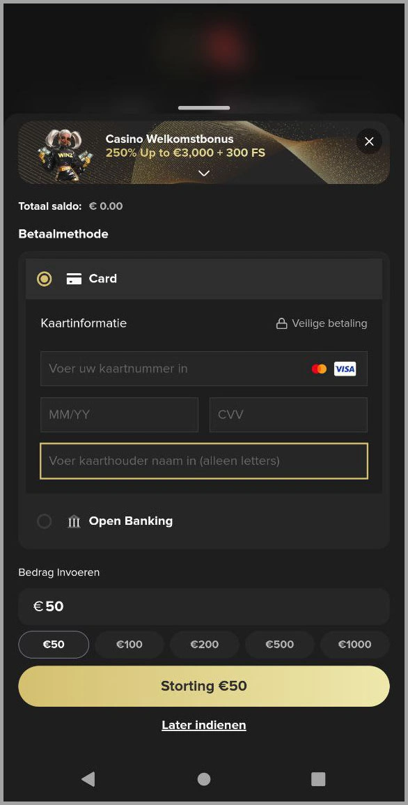 Methodes voor stortingen bij MrWinz casino