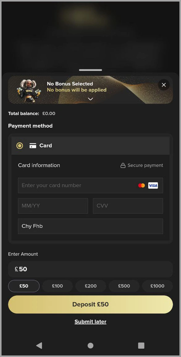 Fast deposit methods at MrWinzcasino