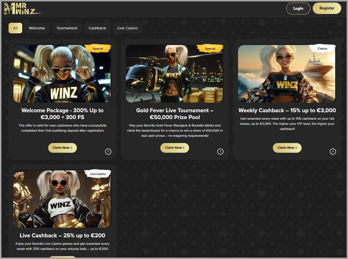 Regular promotions and weekly bonuses at MrWinz