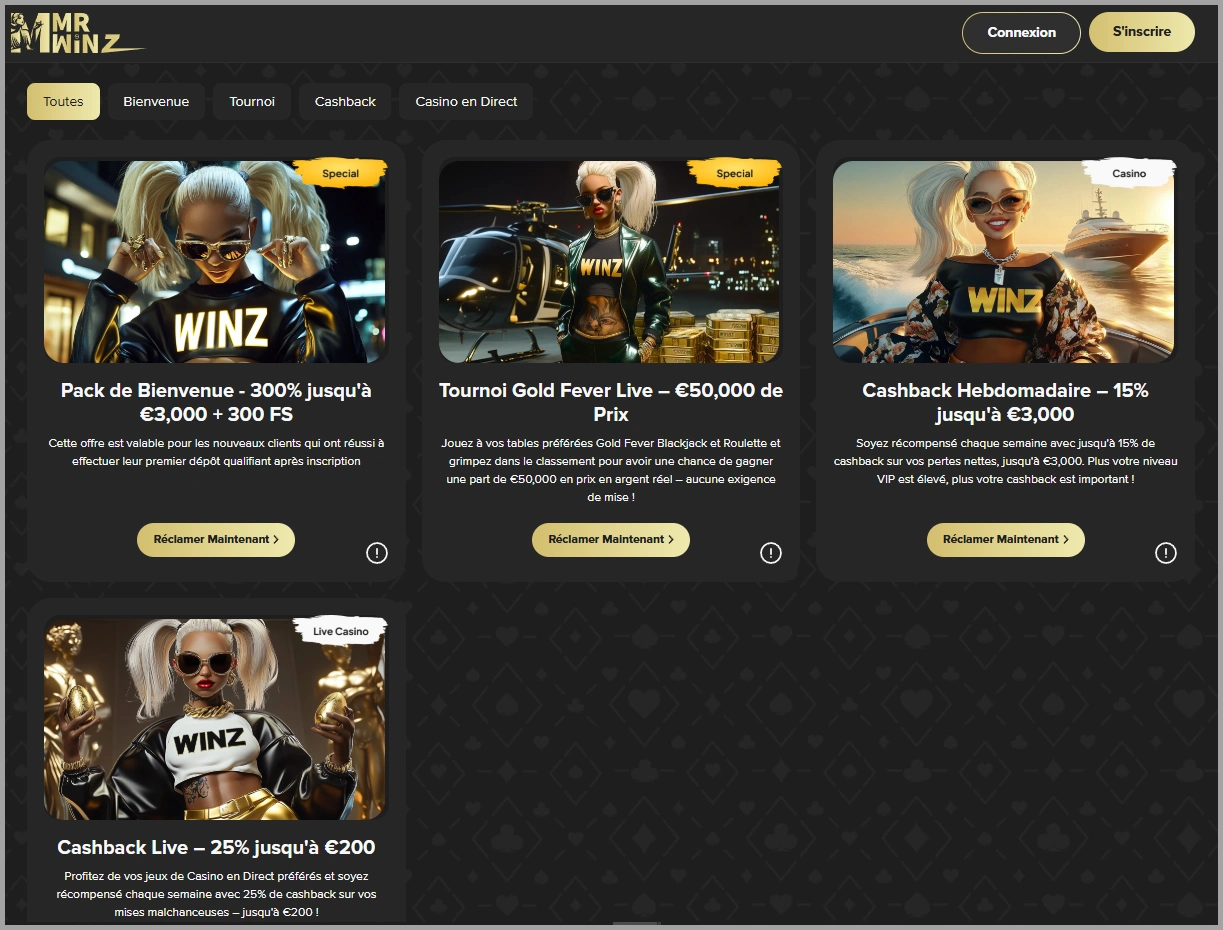Promotions régulières et bonus hebdomadaires chez MrWinz casino